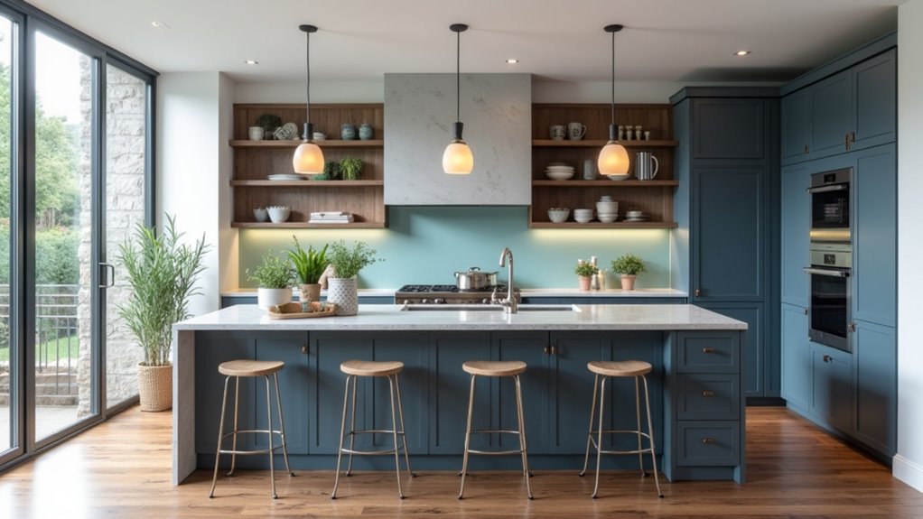 blue and grey kitchens