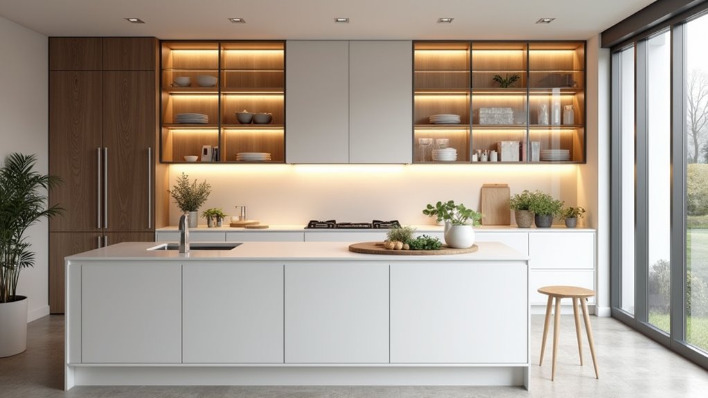 minimalist glass cabinet elegance