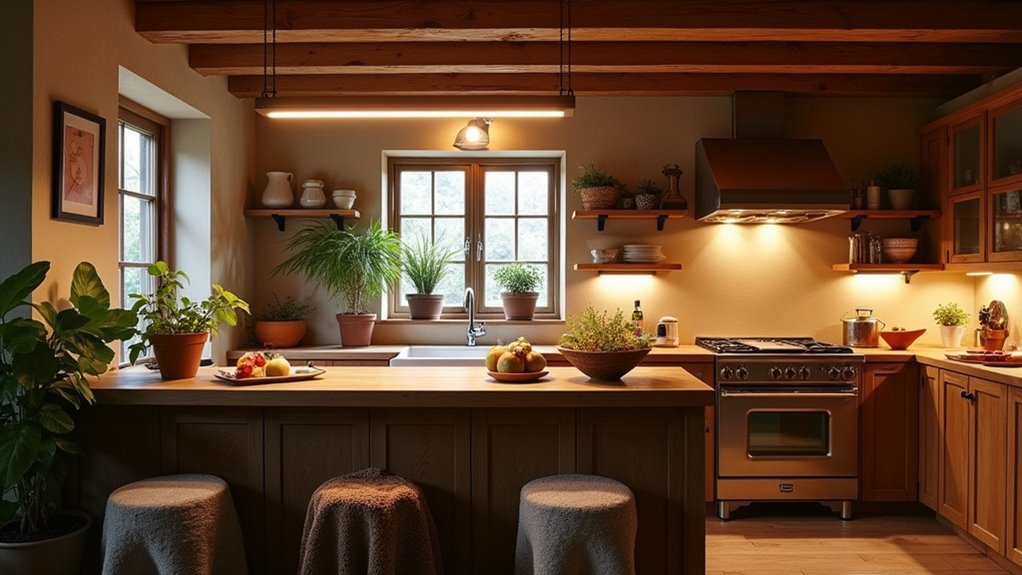 rustic kitchen uplighting features