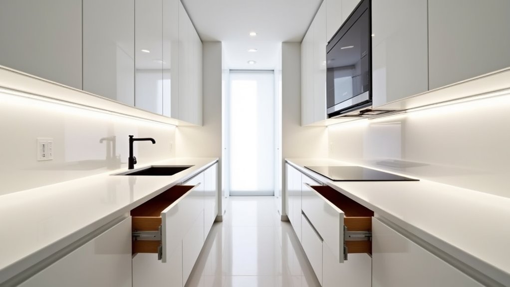 sleek efficient galley kitchen