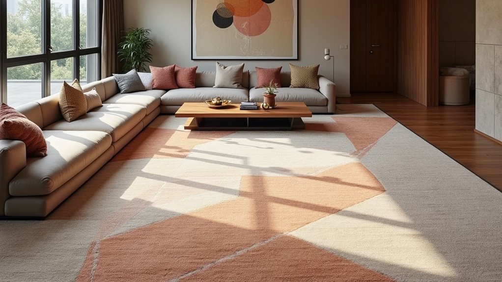 vibrant geometric rug accents