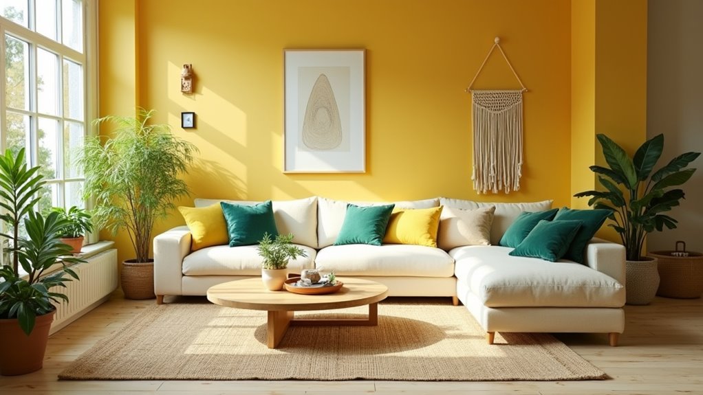 yellow living room decor