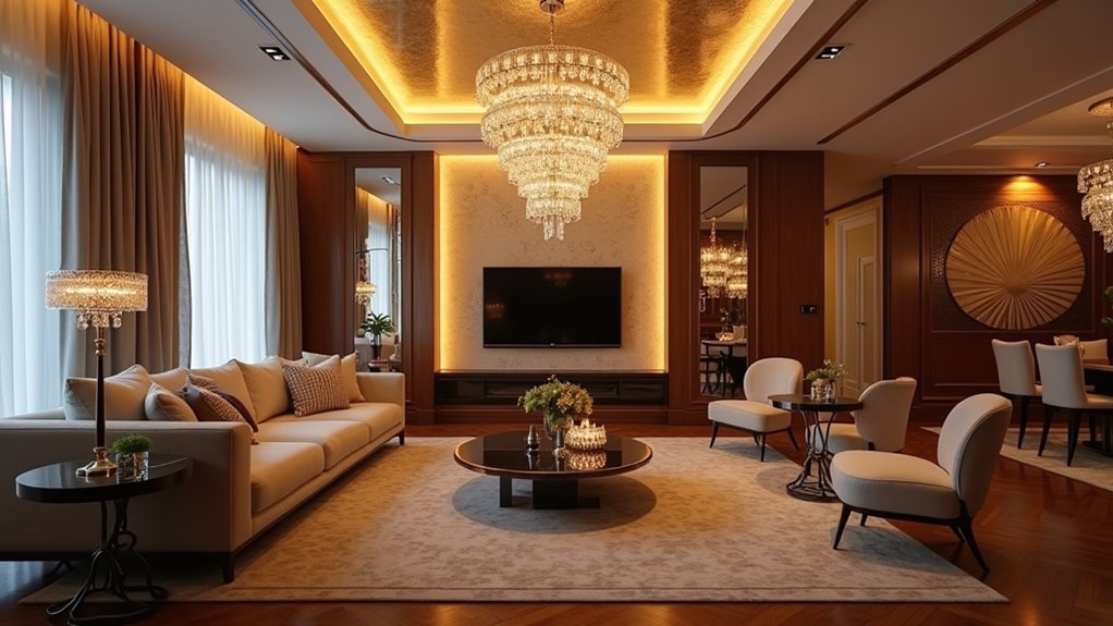 bold chandeliers as focal points