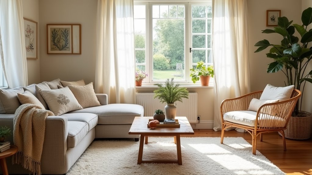 cozy textiles enhance living room