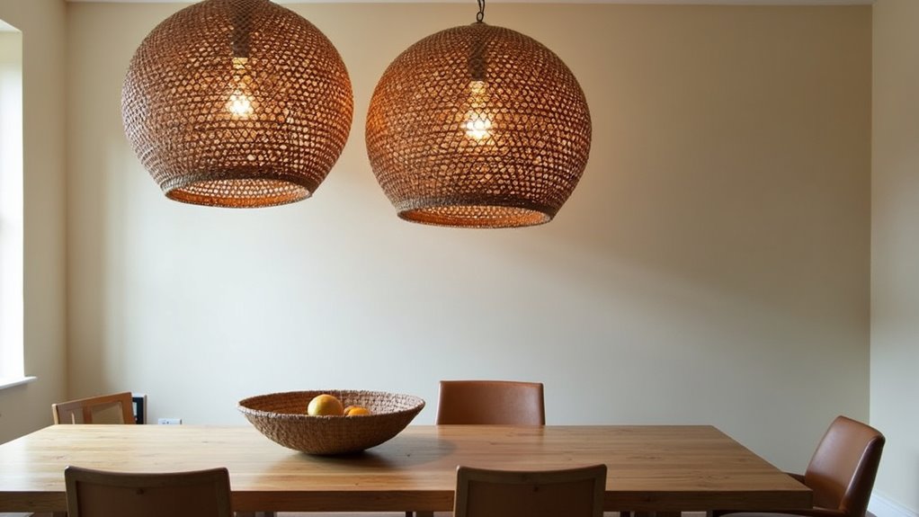 dramatic oversized basket pendants