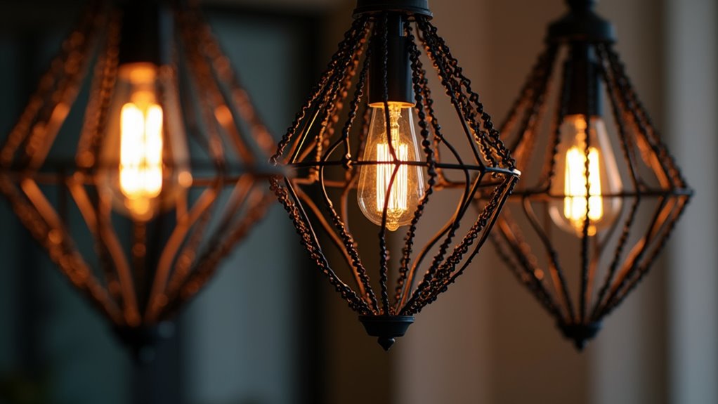 geometric black metal chandeliers