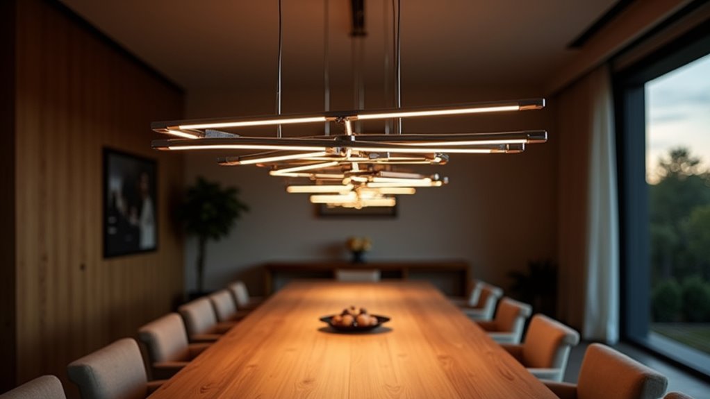 linear fixtures enhance dining