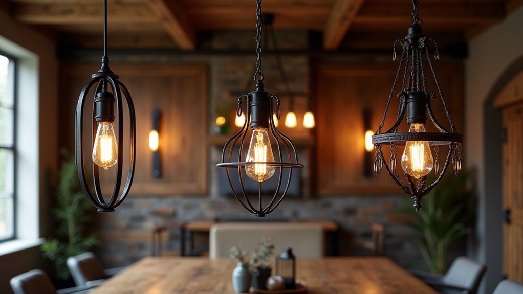rustic black metal chandeliers