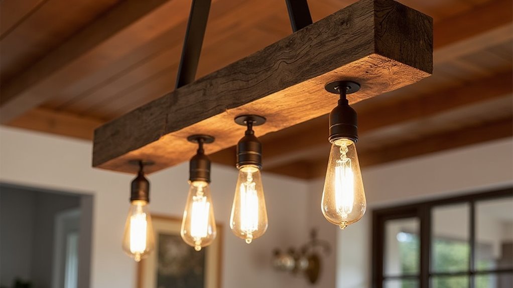 rustic wood beam chandeliers