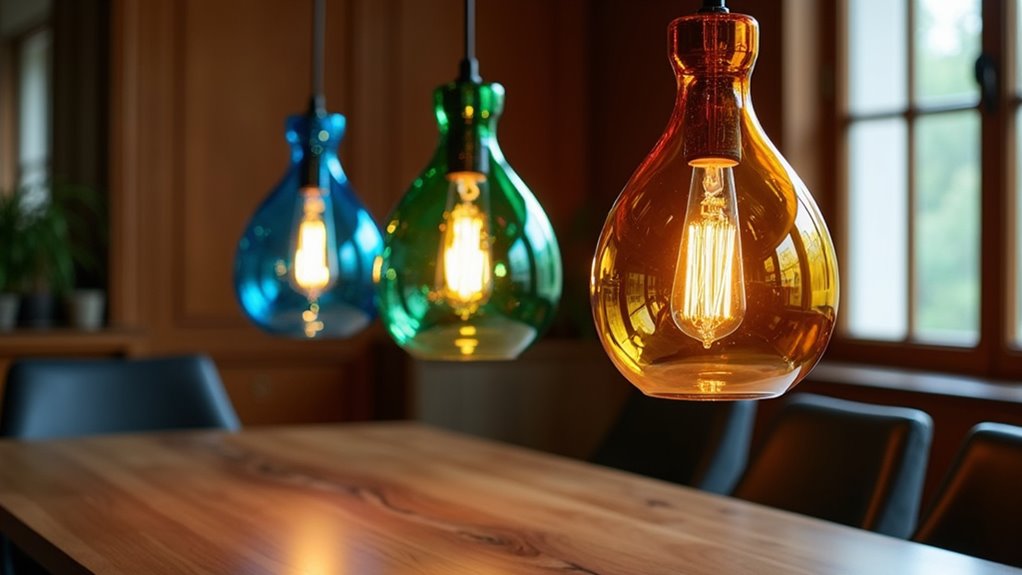 vibrant colored glass pendants