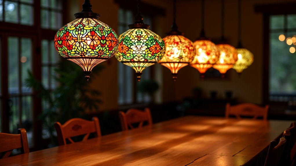 vibrant stained glass pendants