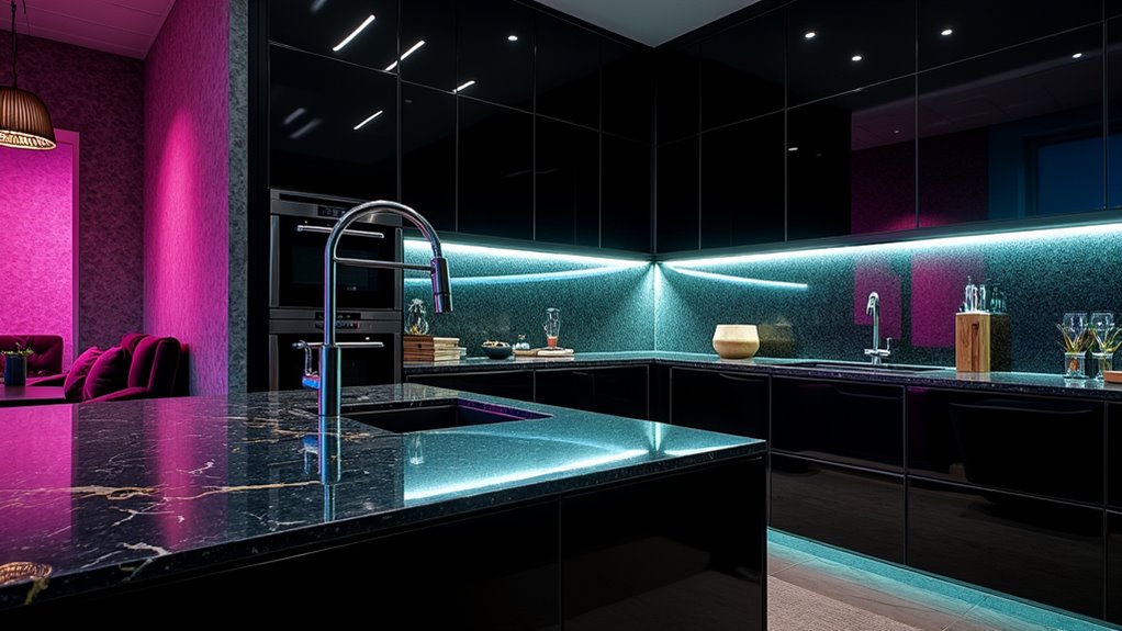 vibrant uv reactive kitchen design