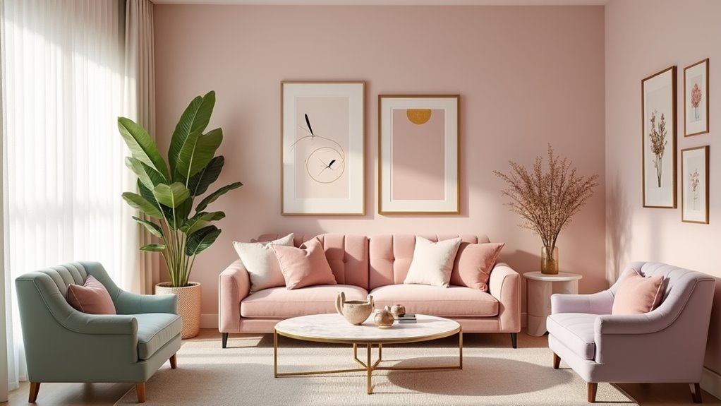accent colors enhance light pink