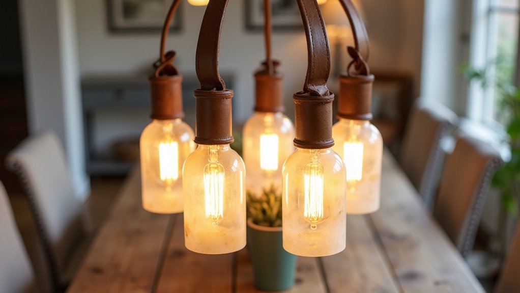 alabaster and leather fixtures