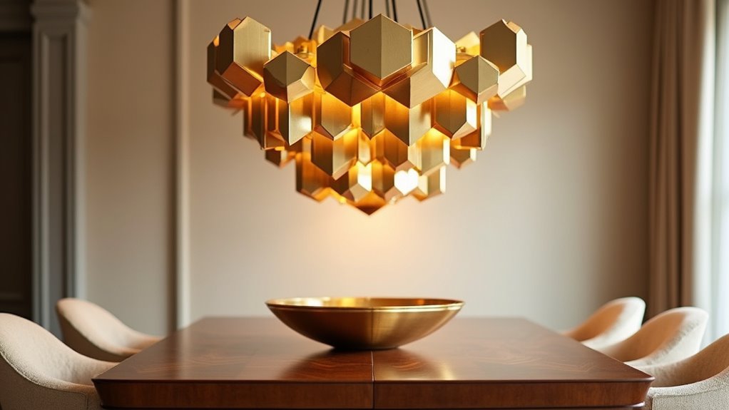 asymmetrical gold geometric chandeliers
