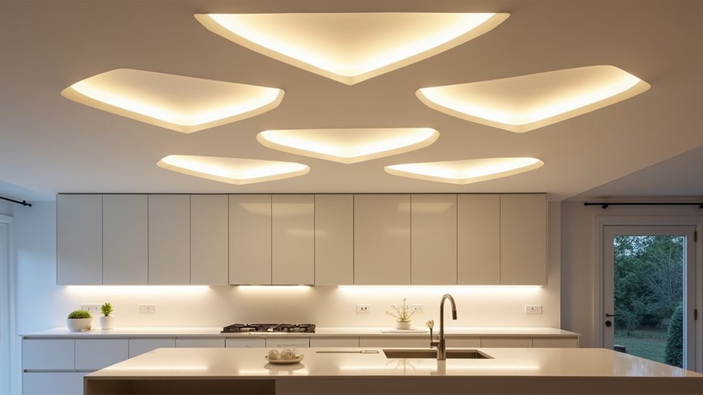 asymmetrical led kitchen elegance