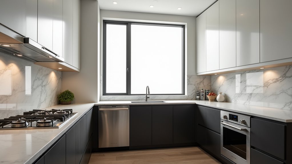 balanced kitchen cabinet tones