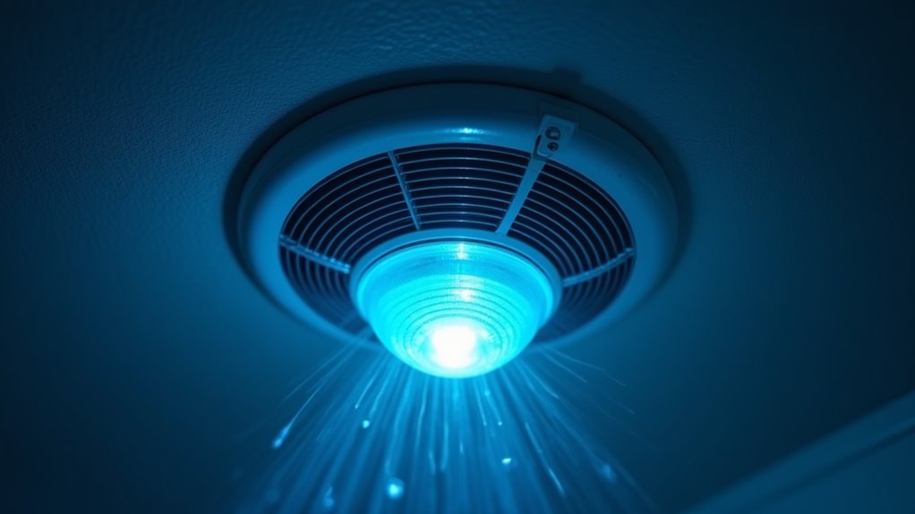 bathroom fan blue light