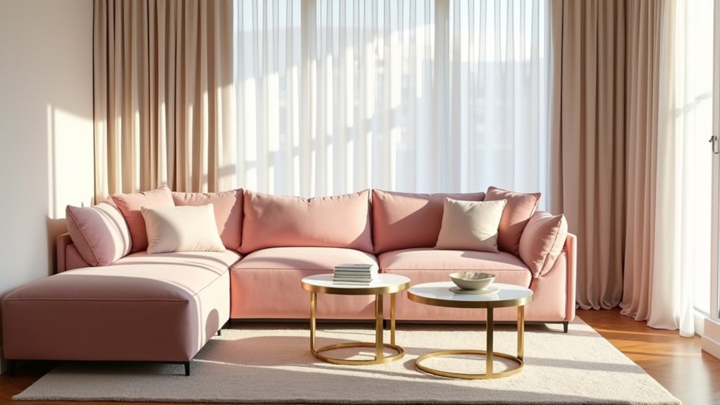 blush pink sofa decor
