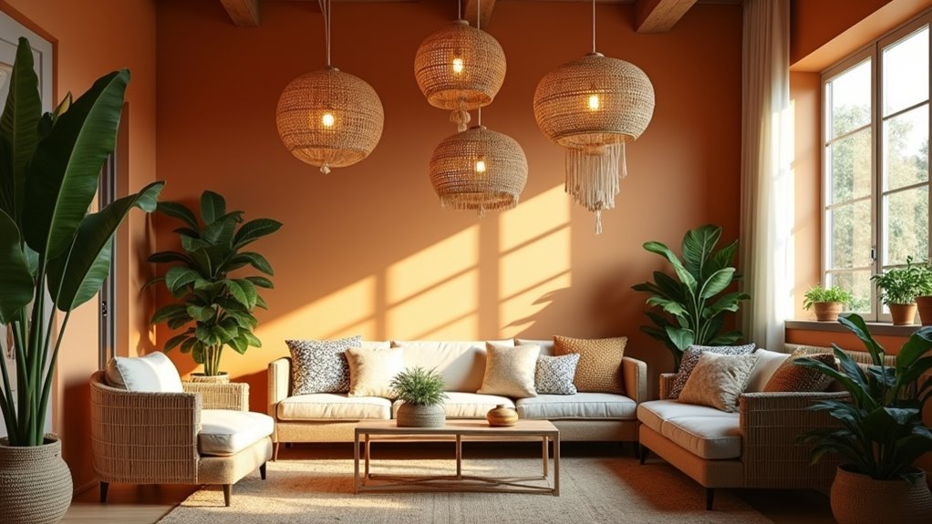 bohemian rattan ceiling lights