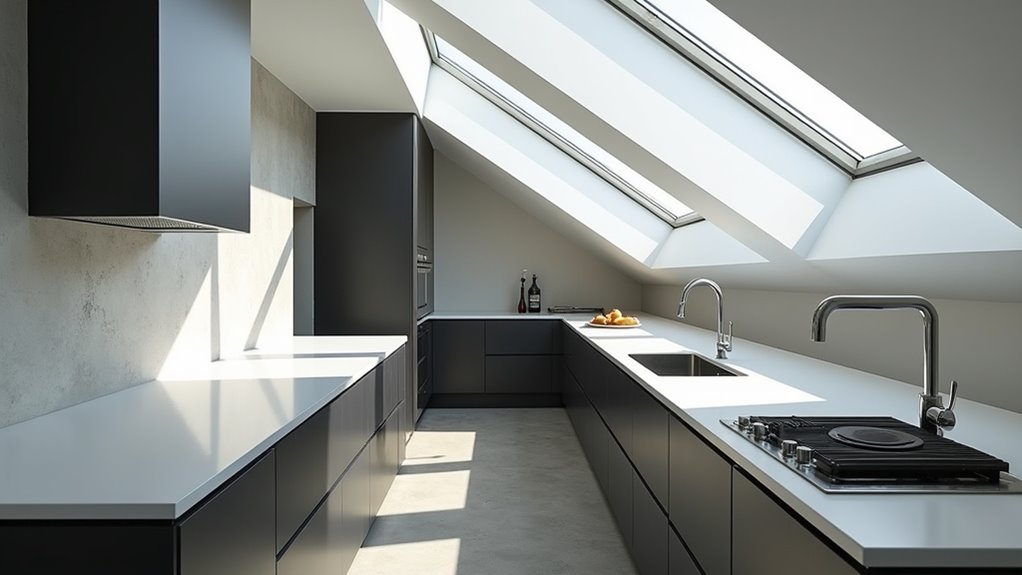 bold skylights enhance kitchens