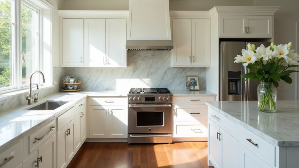 bright kitchen dark floors
