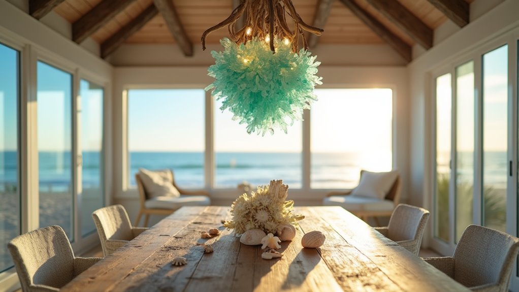 coastal chandeliers with seashells