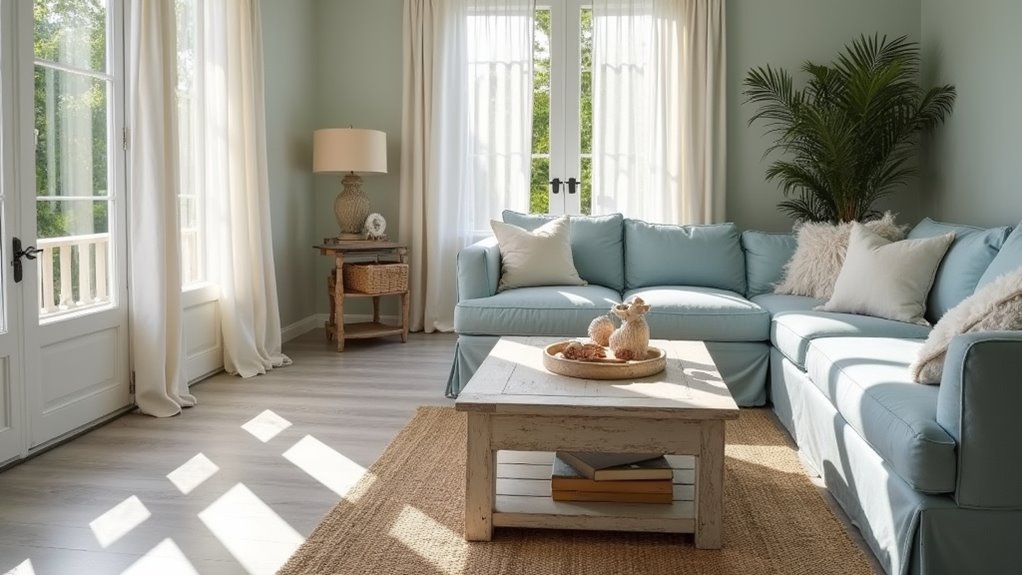 coastal inspired relaxed living space