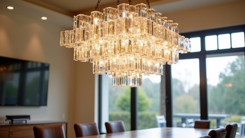 dramatic multi level glass chandeliers