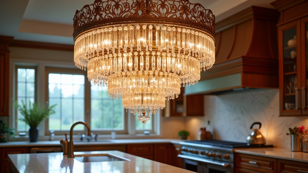 elegant chandelier kitchen transformation