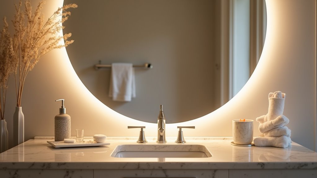elegant led round mirror