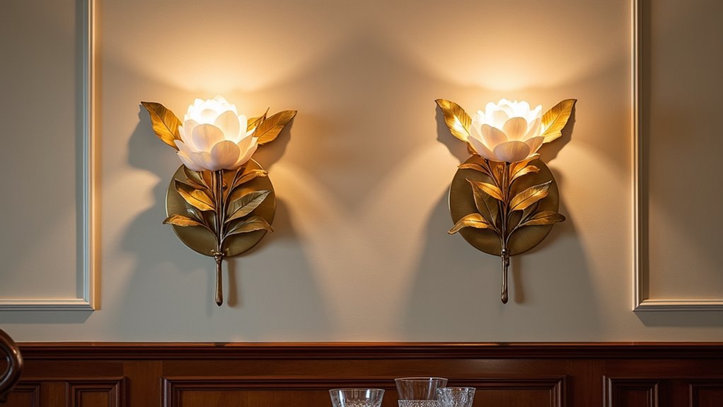 floral motif wall sconces