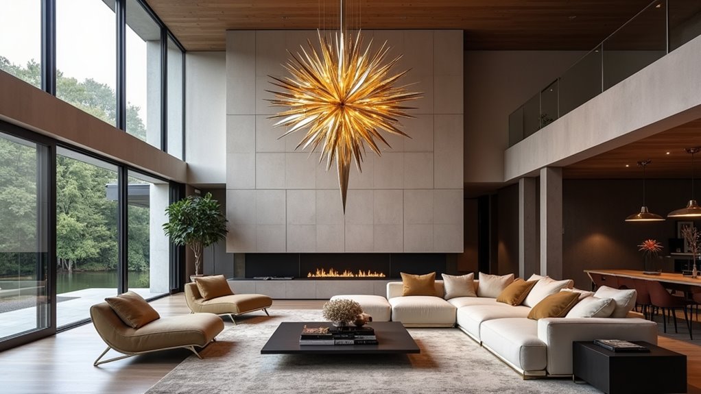 geometric chandelier art installations