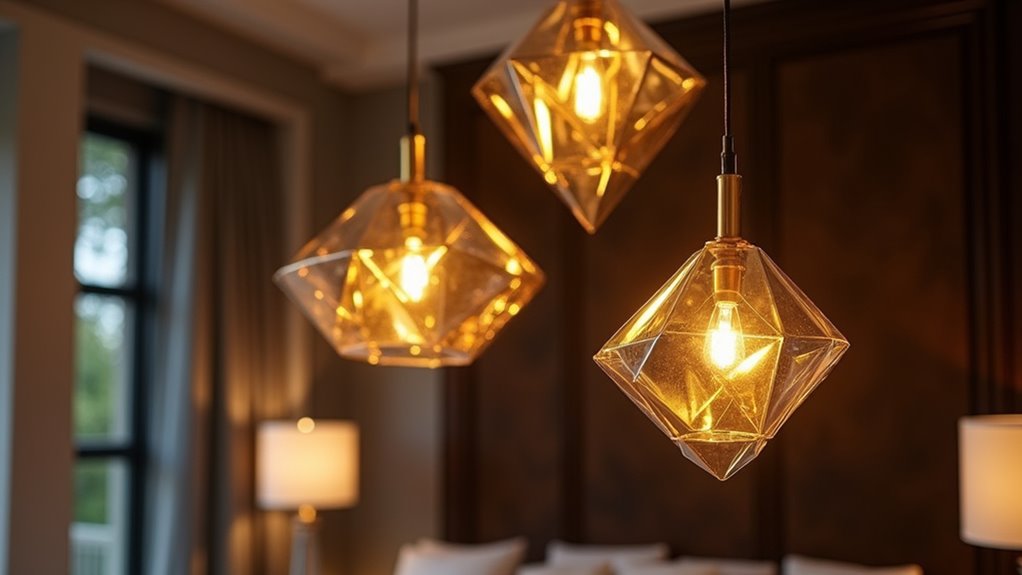 geometric gold pendant art