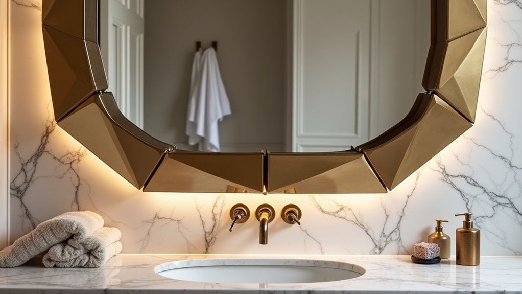 geometric luxury brass mirror