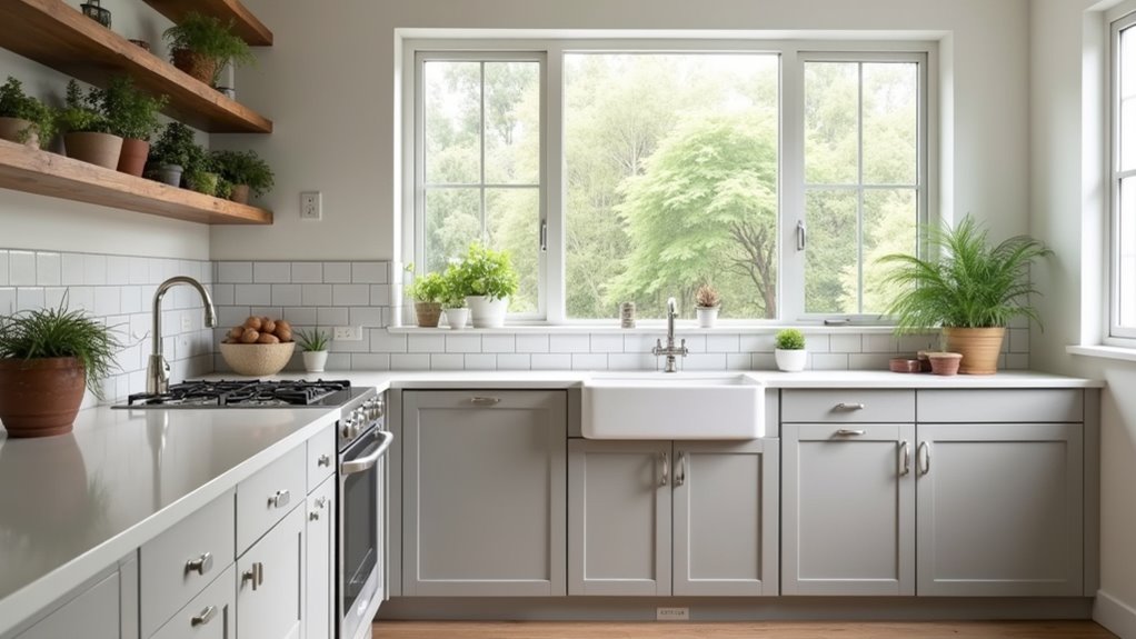 glossy grey cabinets enhance kitchens