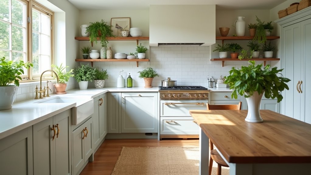 green accents in kitchens
