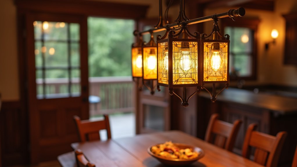 handcrafted amber glass chandeliers