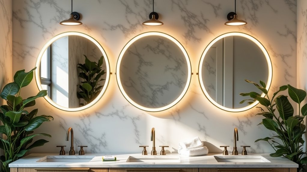 illuminated round bathroom mirrors