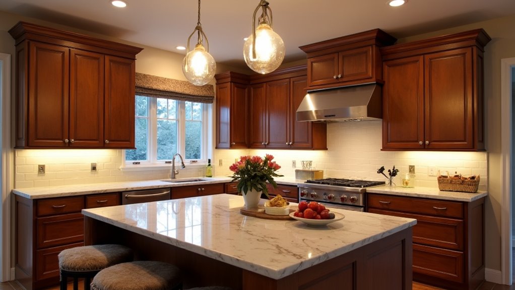 layered lighting enhances kitchens