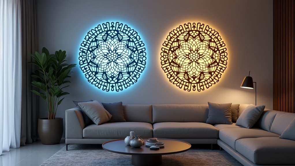 led lit metallic geometric art
