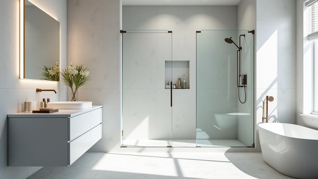 light gray bathroom tiles