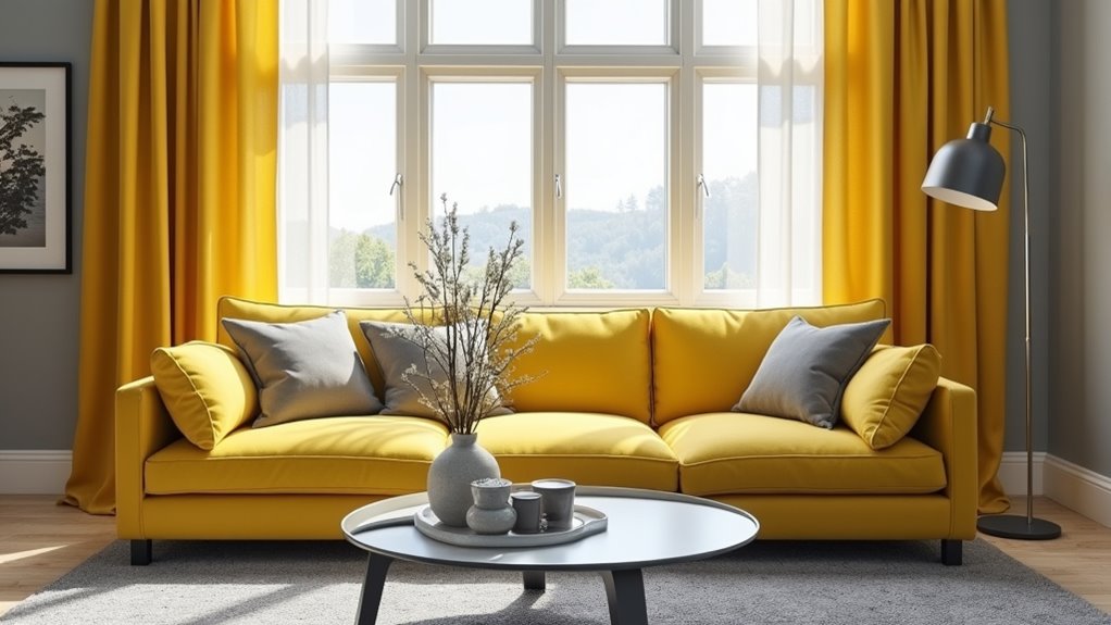 light gray yellow living room