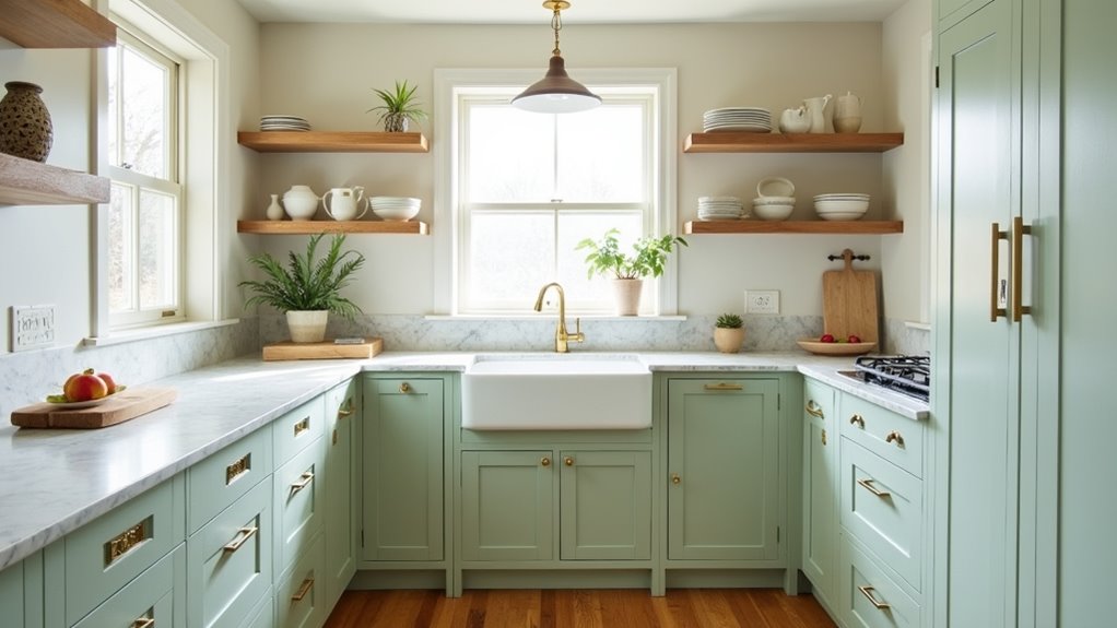 light mint green cabinets