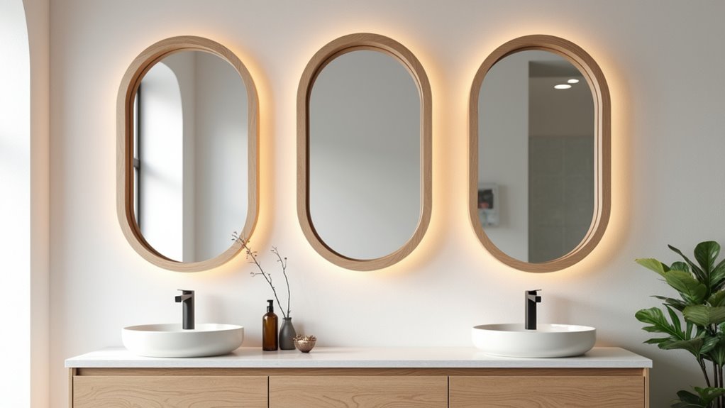 light oak bathroom mirrors