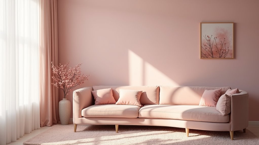 light pink living room shades