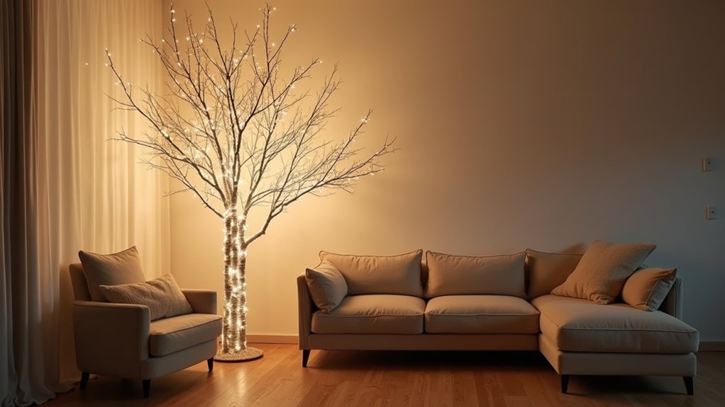 lighted birch tree decor