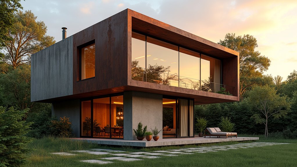 material layering enhances architectural contrast
