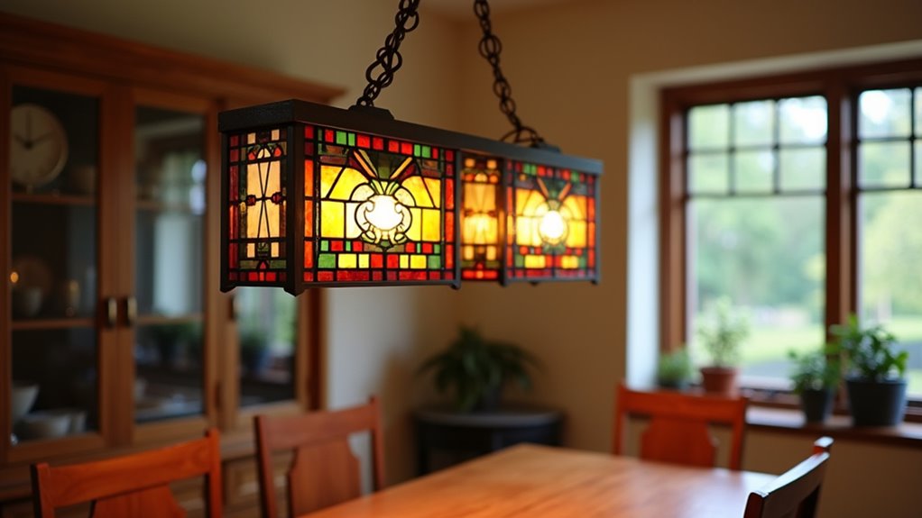 mission chandeliers with art