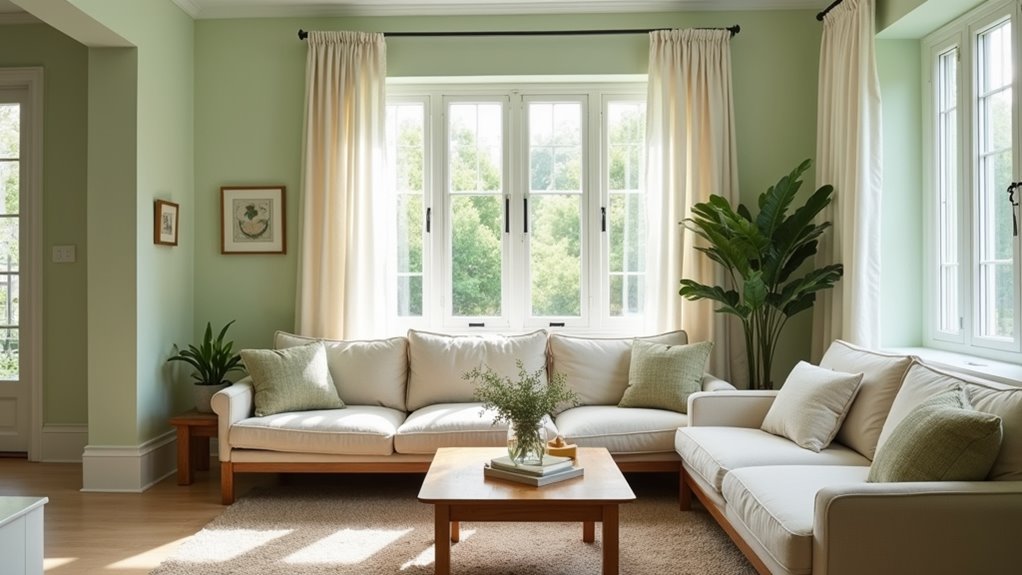 neutral tones enhance green decor